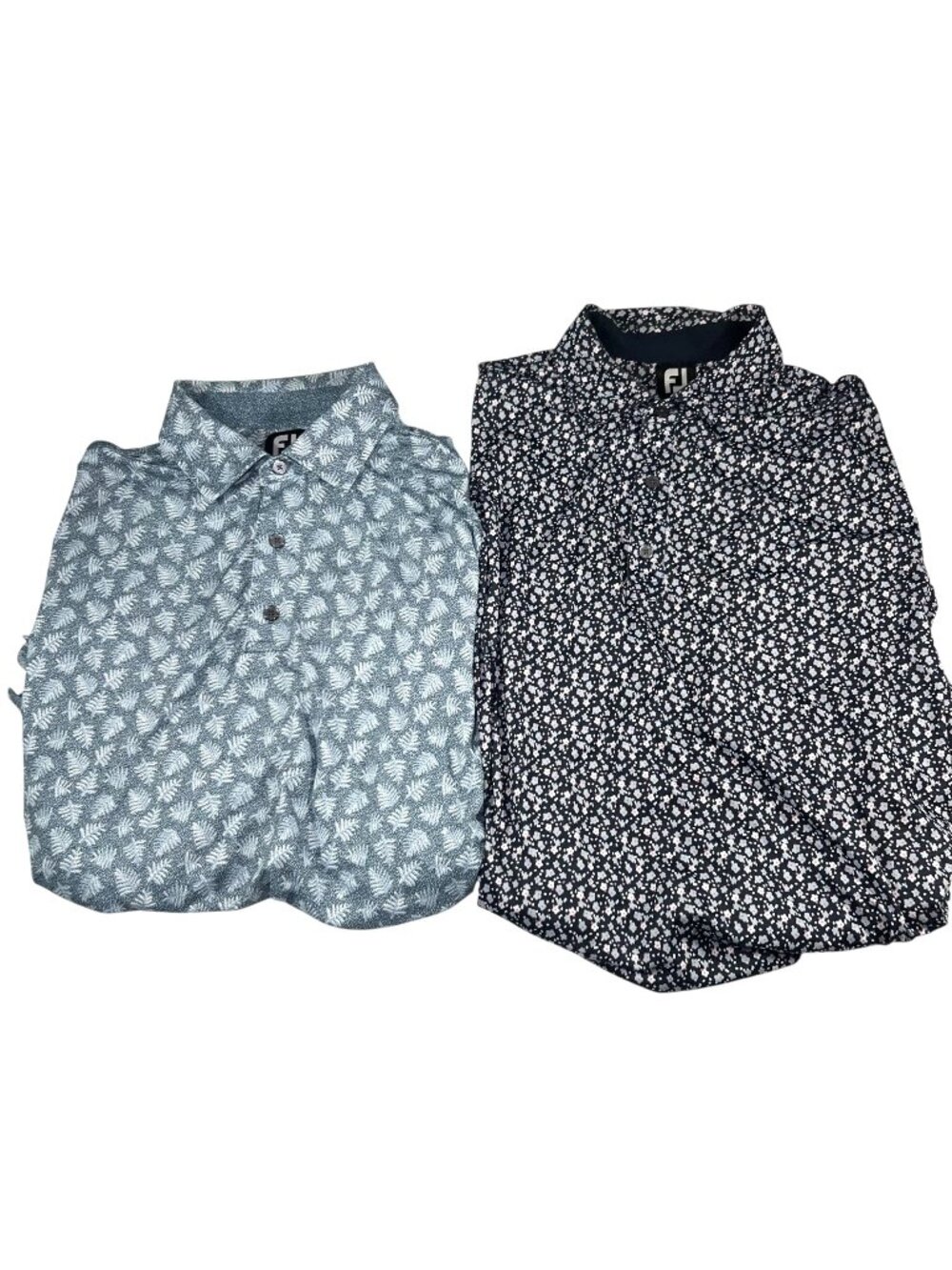 FootJoy Mens Golf Stretch Polo Shirt Large Floral Palm Print Lisle AOP Bundle